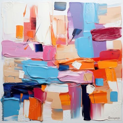 an abstract painting illustrating random brush strokes and color placement