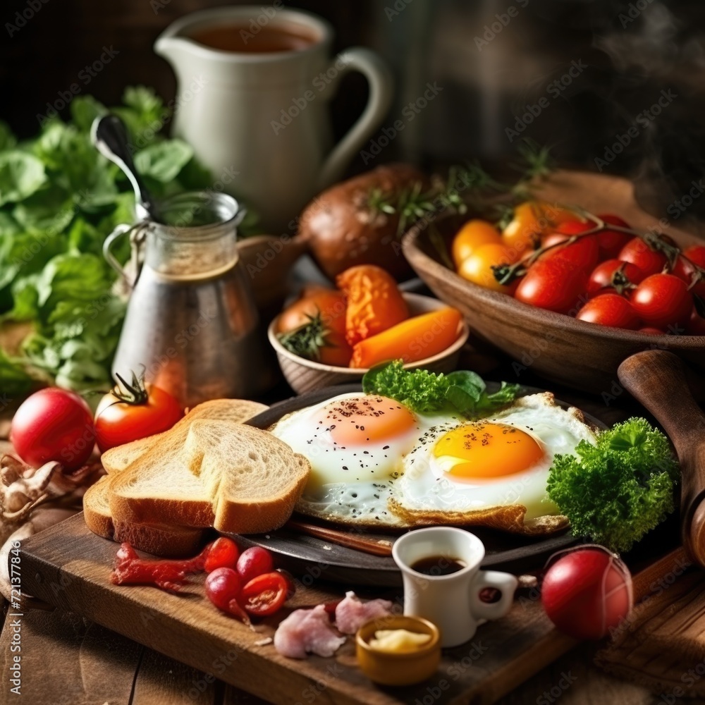 Delicious and healthy breakfast with fresh ingredients Delicious and healthy breakfast with fresh ingredients