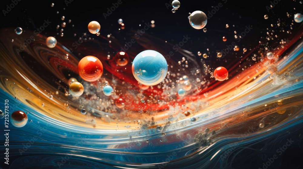 Obraz premium transparent and multicolored balls and waves