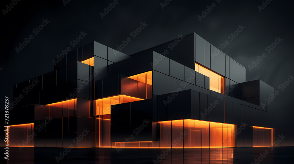 Modern polygonal building exterior design, future architecture Modern polygonal building exterior design, future architecture