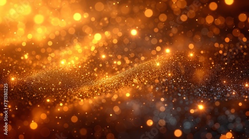 Golden glitter background with shiny particles and bokeh lights