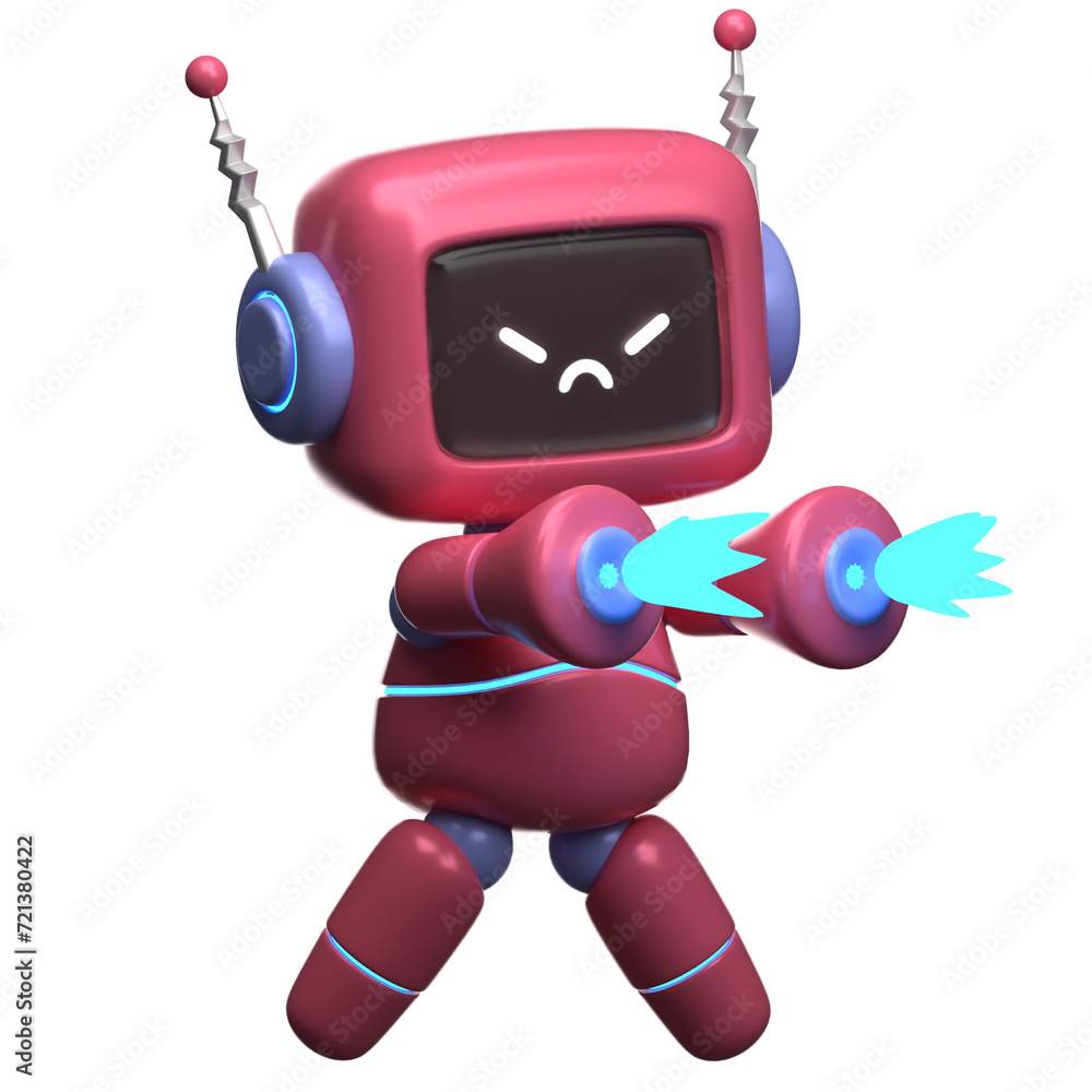 Robot Fight Mode 3D Illustration