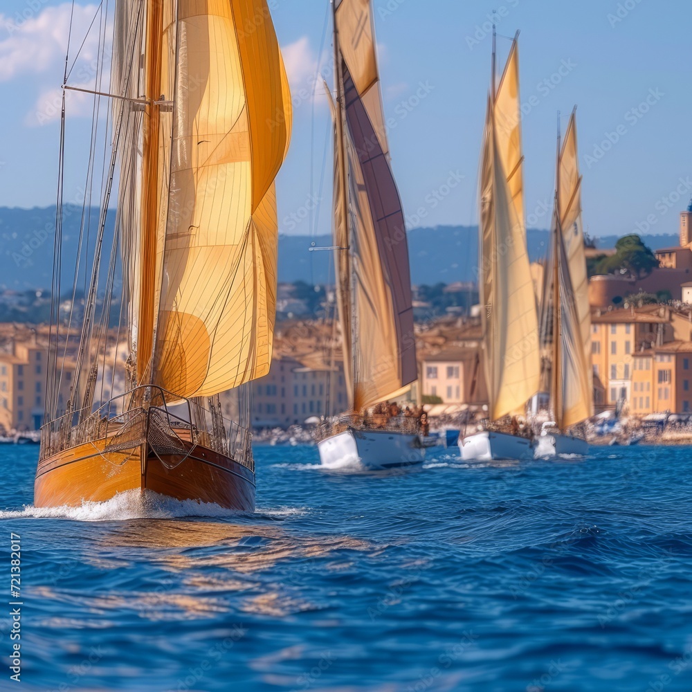 Obraz premium Classic yachts racing in the Mediterranean Sea