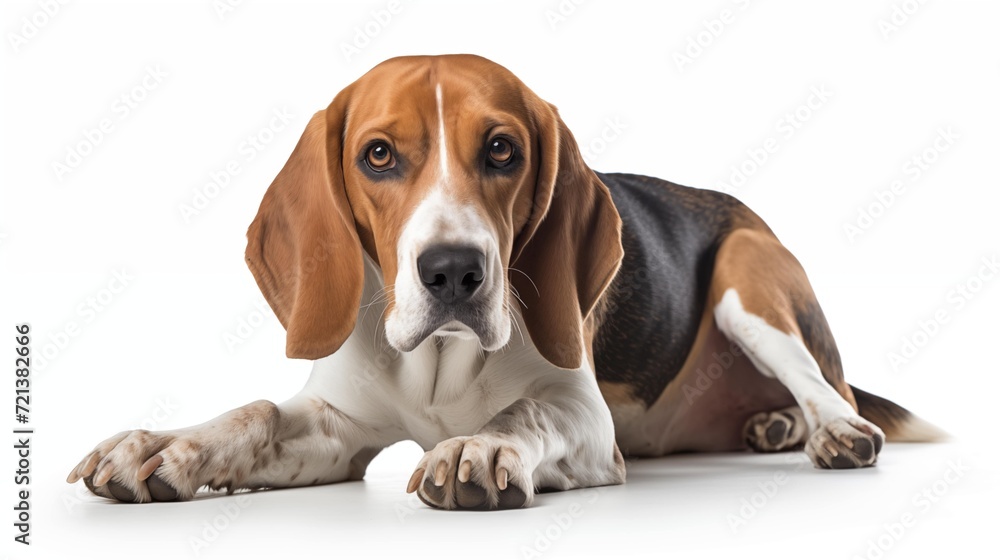 Dog, English Foxhound in sitting position