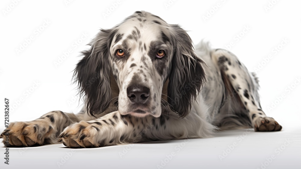 Dog, English Setter in sitting position Dog, English Setter in sitting position