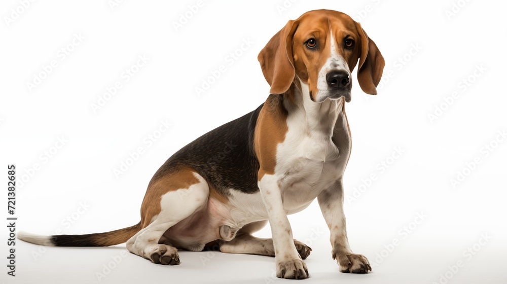 Dog, English Foxhound in sitting position