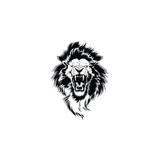angry lion head mascot vector illustration. wild animal mascot character . Black white lion tattoo.
