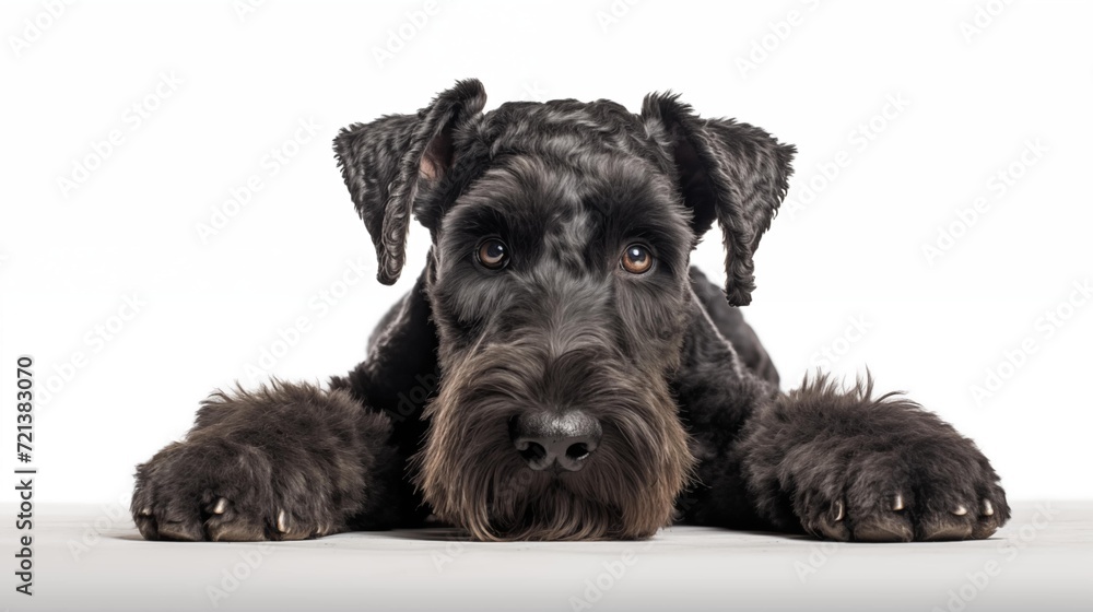 Dog, Kerry Blue Terrier separated white background