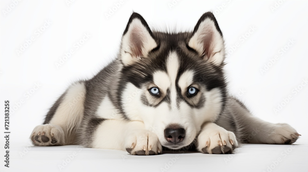 Dog, Husky in  crouching position