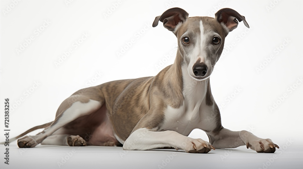 Dog, Whippet in  crouching position