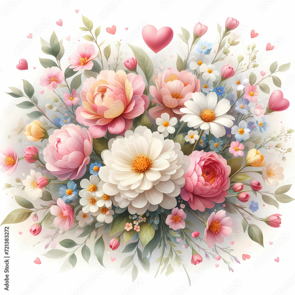 Obraz premium watercolor wildflower bouquet with white background