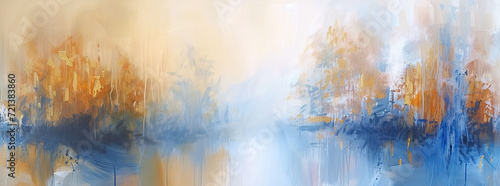 an abstract painting of blue and orange