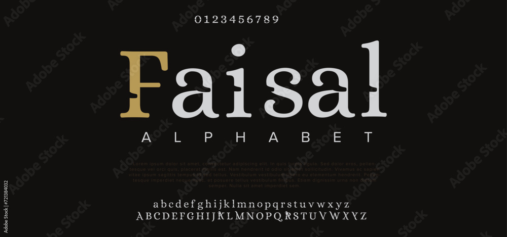Faisal classic serif font decorative vintage retro. Creative vector illustration