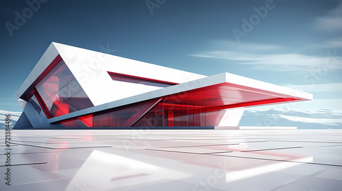 Abstract polygonal building exterior design, conceptual architectural design