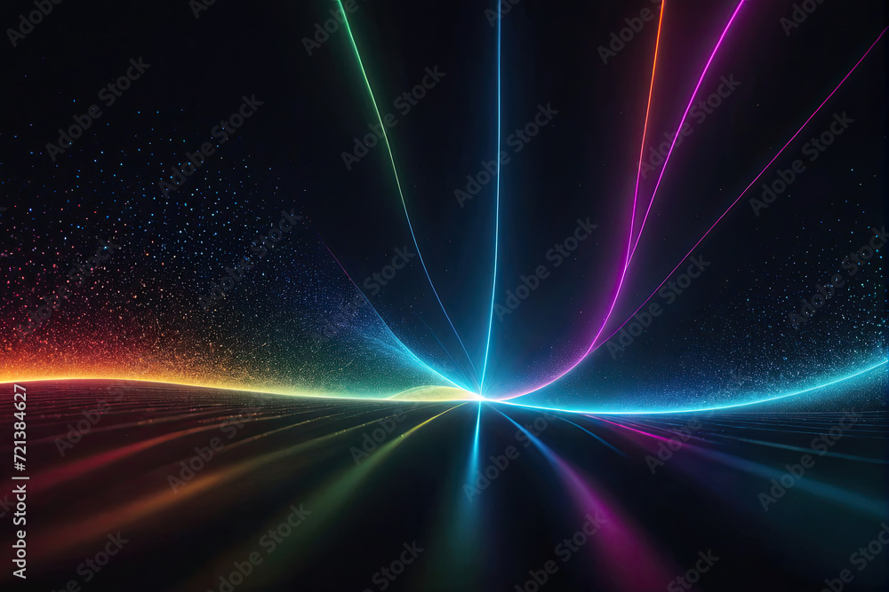 abstract dark background with rays, space and futuristic dots pattern. Colored music wave. Big data digital code abstract dark background with rays, space and futuristic dots pattern. Colored music wave. Big data digital code