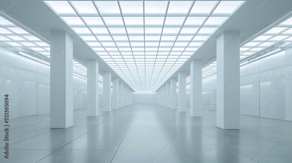 Huge white hall architecture with ceiling light Huge white hall architecture with ceiling light