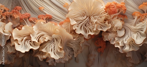 A wallpaper texture featuring a captivating array of mushrooms. photo