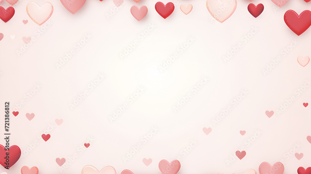 Valentine's day background with pink hearts. Beautiful floral frame with space for your text.