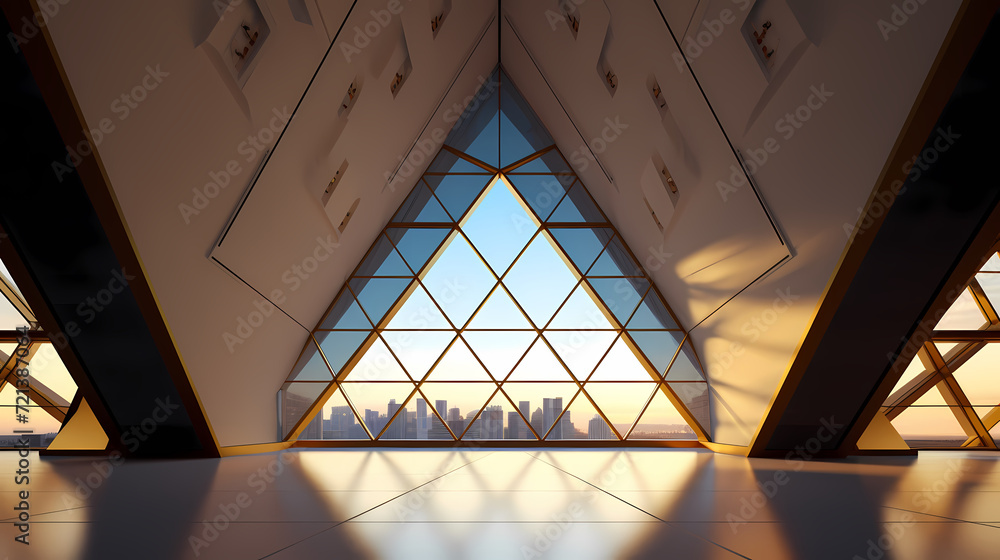 Obraz premium Modern polygonal building exterior design, future architecture