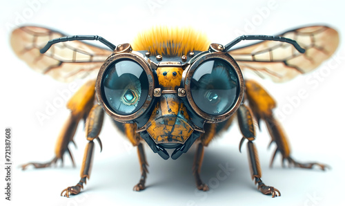 Steampunk bee illustration. Funny insect cyborg. © Lunstream