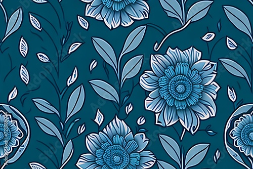  flower seamless pattern.Wild flowers vibrant wallpaper. For fabric design. Created with generative AI tools