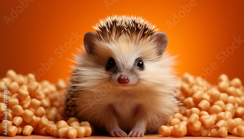 Cute hedgehog looking sweet  small puppy sitting  fluffy fur generated by AI