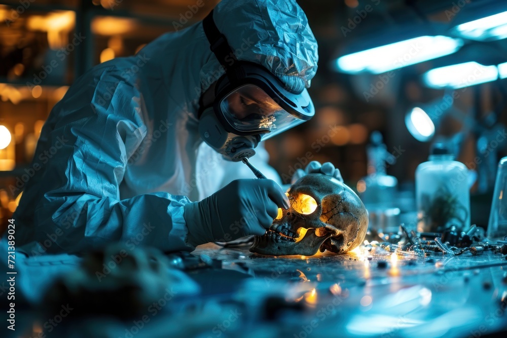 Technician working with prostheses in a modern laboratory Technician working with prostheses in a modern laboratory