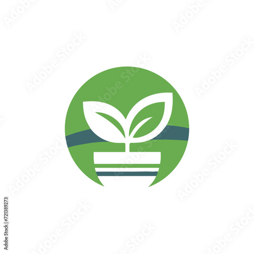 Leaf logo design icon with top vector template