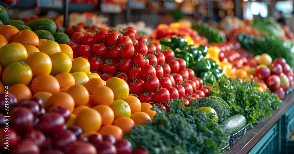 An Eye-Catching Display of Fresh Produce at the Heart of a Local Market