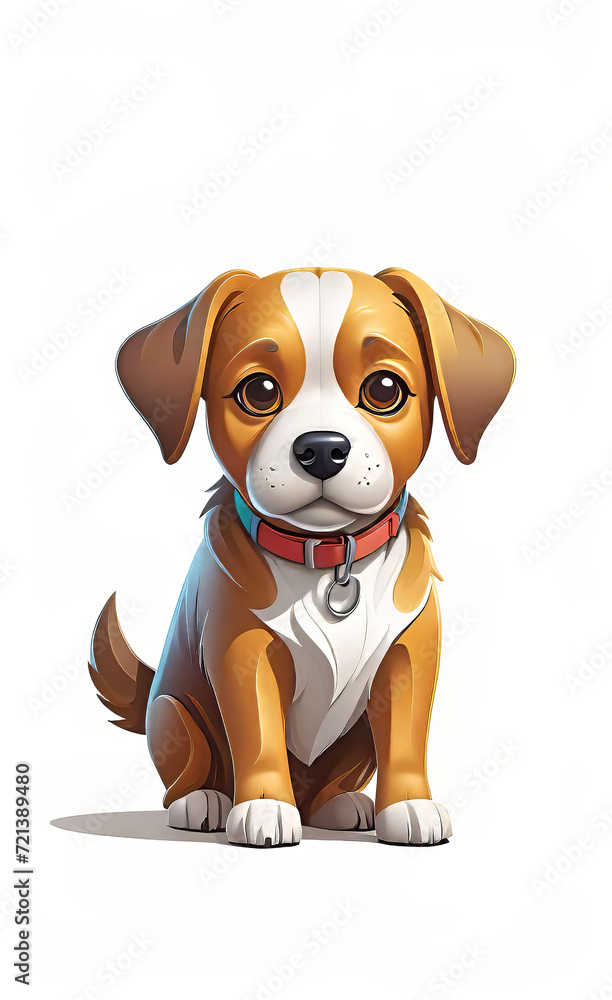 vector illustration, flat logo of cute dog vector icon, primitive children's doodle, isolated on white background, favorite pets,