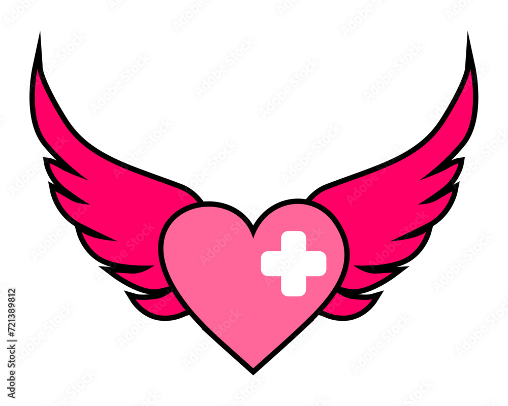 Obraz premium Pink heart with wings