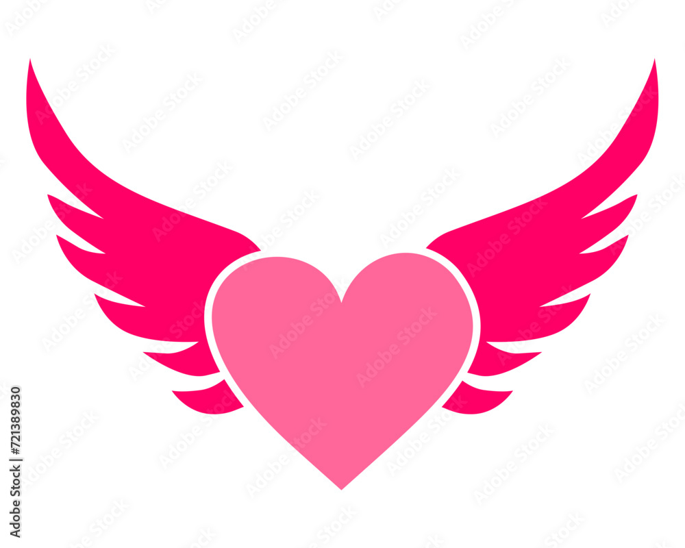 Pink heart with wings Pink heart with wings