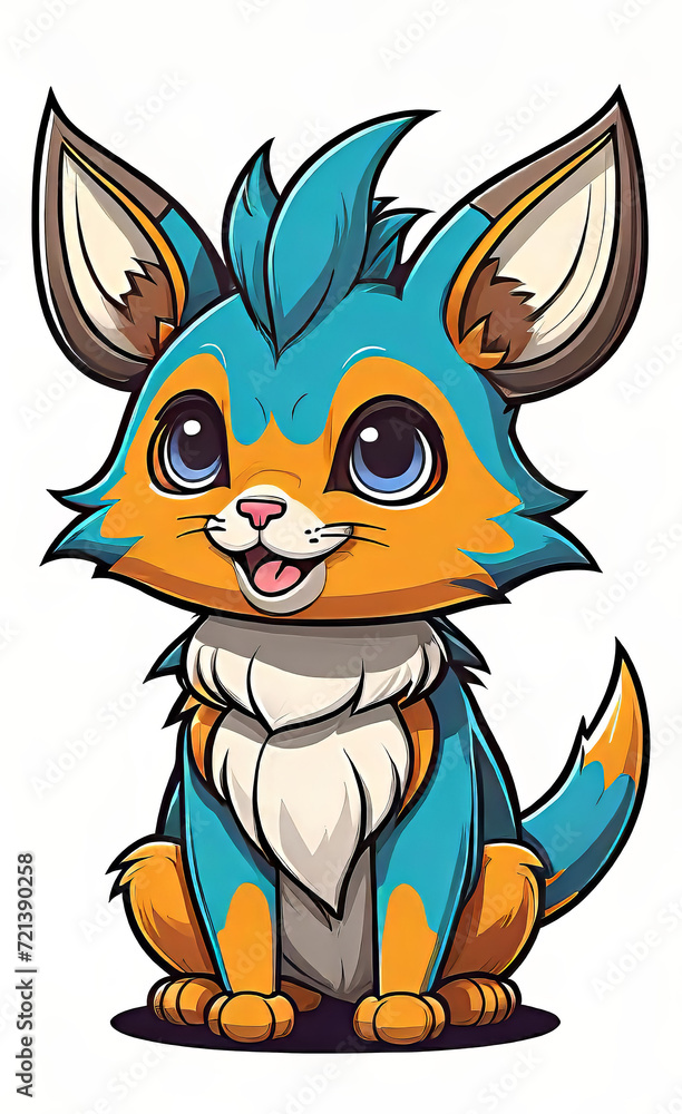 Fototapeta premium vector illustration, flat logo of cute animal vector icon, primitive childish doodle, isolated on white background,