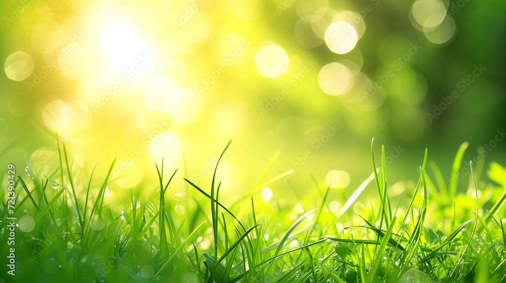 Green grass and sunlight banner background