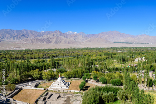 panoramic view of thiksey monastery in leh ladakh, india photo