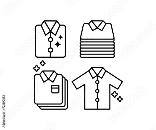folded clothes shirt icon vector design simple flat outline illustration black white style collections item