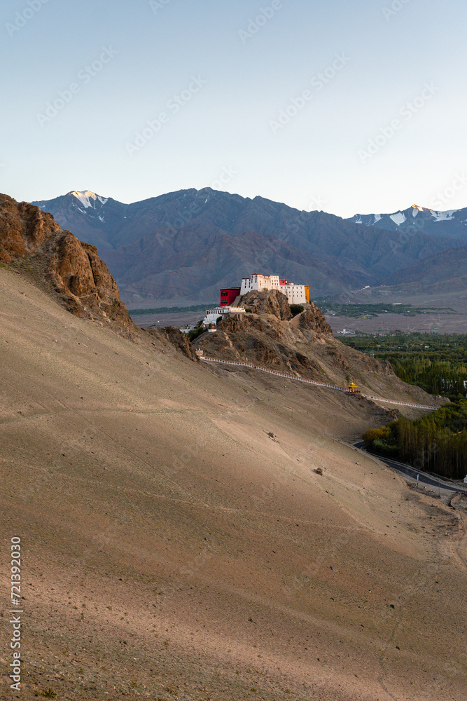 panoramic view of thiksey monastery in leh ladakh, india panoramic view of thiksey monastery in leh ladakh, india