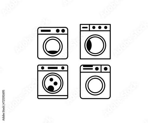 illustration of a washing machine laundry simple black white icon vector design collections isolated 