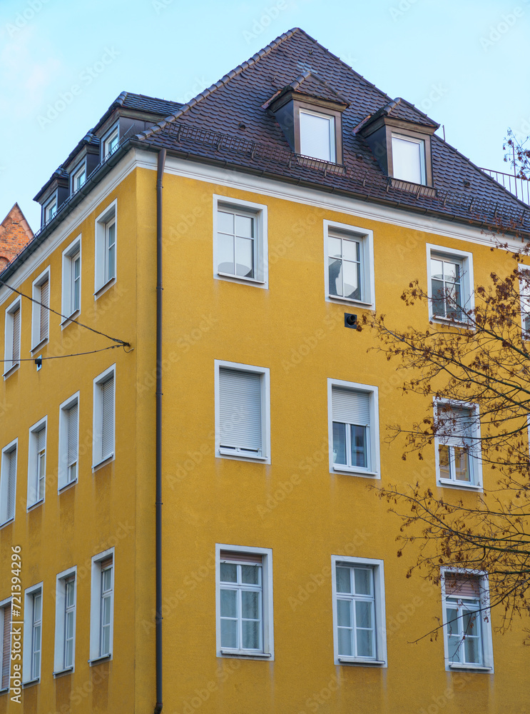 Facade of a yellow house