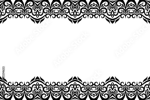 Black and white batik ethnic dayak ornament frame for aesthetic presentation document template 