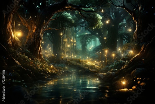 Enchanted Forest Glade with Mystical Lights