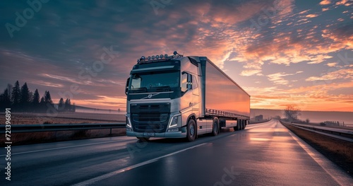 Capturing the Majesty of a European Truck Transporting Goods on the Open Road