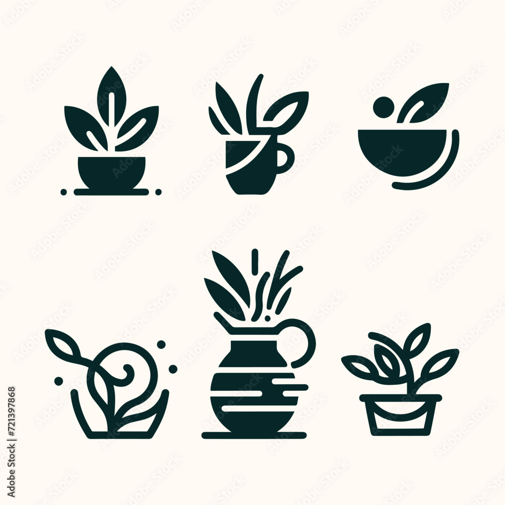 Leaf logo design  icon with top vector template collection