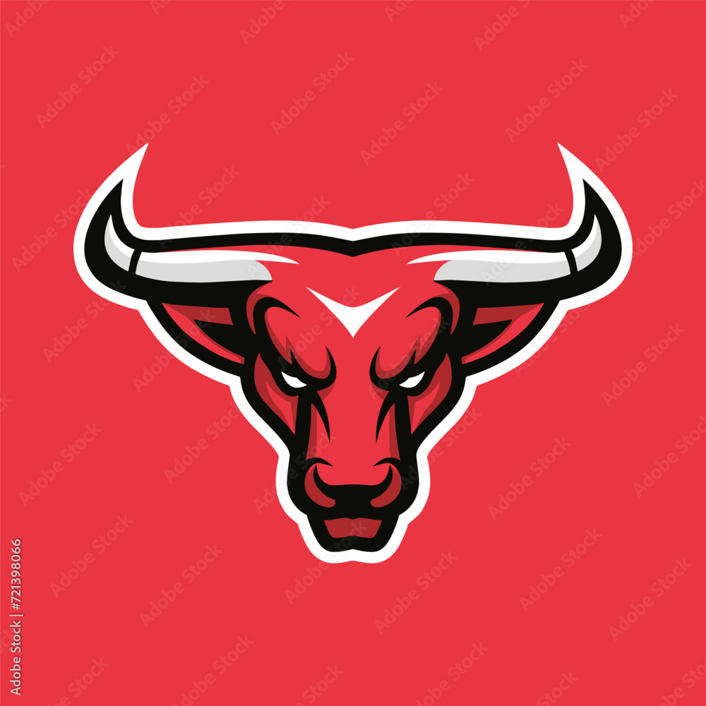 Bull head e-sport logo vector illustration