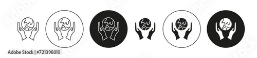 Save the world flat line icon set. Save the world Thin line illustration vector
