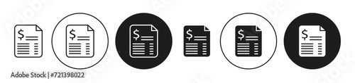 Invoice flat line icon set. Invoice Thin line illustration vector
