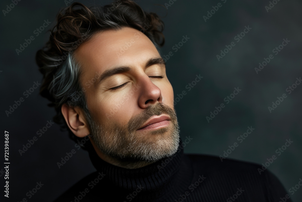 Fototapeta premium Elegant Middle-Aged Gentleman Immersed in Symphony
