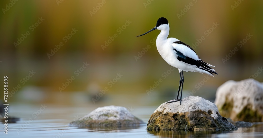 Obraz premium A Avocet portrait, A Close-Up Portrait of Coastal Elegance in the Wild