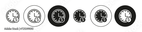 Time is money linear art icon set.  Time is money vector mark for web