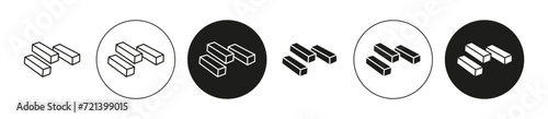Wooden block linear art icon set. Wooden block vector mark for web